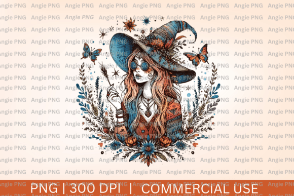 Boho Fall Witch PNG: A Design Asset for Seasonal Creativity