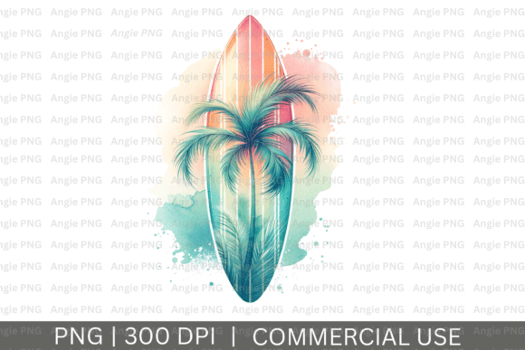 Elevate Your Designs with Watercolor Pastel Surfboard PNG Clipart