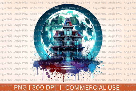 Elevate Your Halloween Design with Watercolor Haunted House PNG Clipart