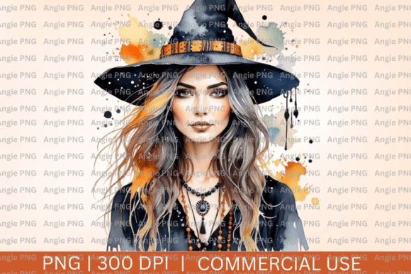 Enchant Your Designs: The Watercolor Witch Halloween PNG Clipart