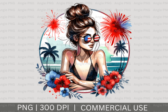 Messy Bun 4th of July PNG Clipart