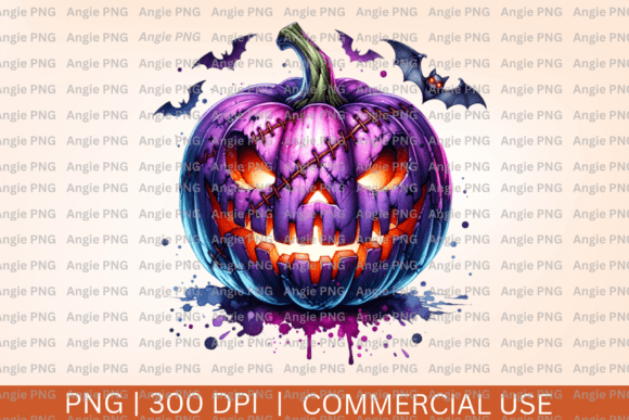 Spooky Watercolor Pumpkin PNG for Halloween Designs