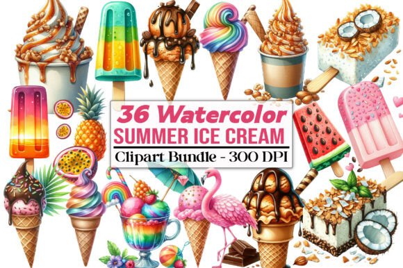 Summer Ice Cream PNG Bundle: Vibrant Design Assets